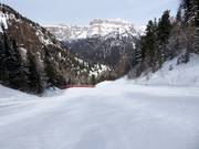 Descente difficile vers la vallée du Ciampac à Alba