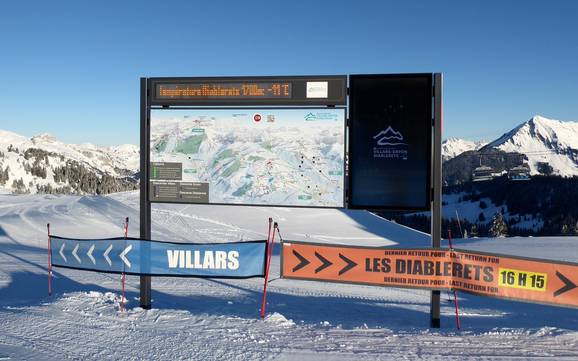 Région du Léman: indications de directions sur les domaines skiables – Indications de directions Villars/Gryon/Les Diablerets