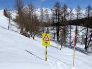 Panneaux d’avertissement au bord des pistes
