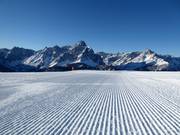 Début de la journée de ski au Helm