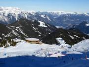 Vue depuis l'Onkeljoch sur le domaine skiable Spieljoch