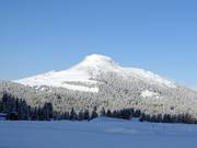 Vue sur le domaine skiable Jochgrimm depuis le Passo Lavazé