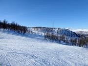 Vue depuis le versant est sur le domaine skiable de Ramundberget