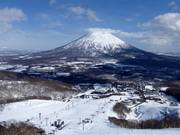 Vue sur les hébergements dans le village de Hirafu et à Yamada