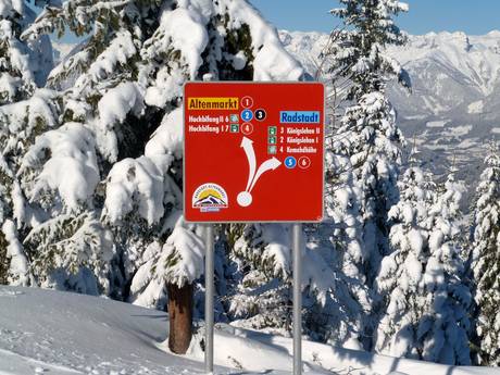 Altenmarkt-Zauchensee: indications de directions sur les domaines skiables – Indications de directions Radstadt/Altenmarkt