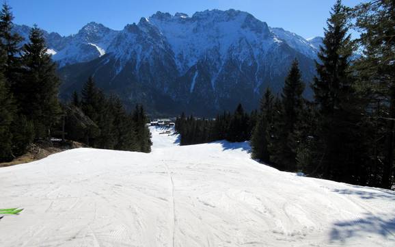 La plus haute gare aval à Alpenwelt Karwendel – domaine skiable Kranzberg – Mittenwald