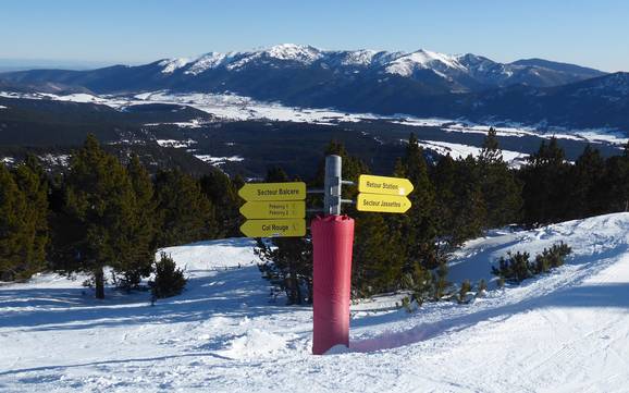 Pyrénées catalanes: indications de directions sur les domaines skiables – Indications de directions Les Angles