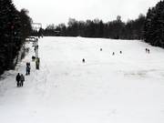 La partie supérieure de la piste de ski
