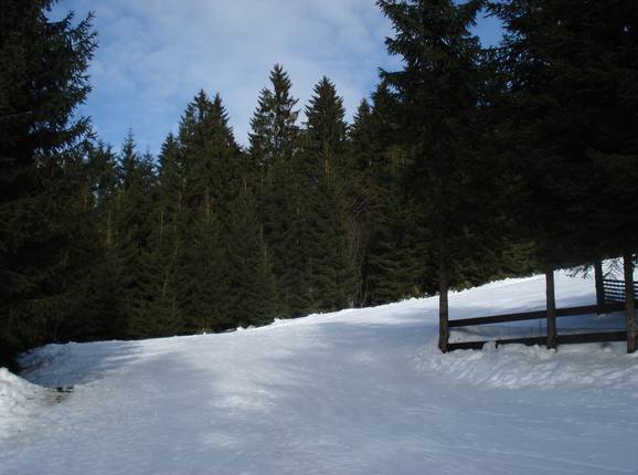 Fin de la piste de ski dans la vallée