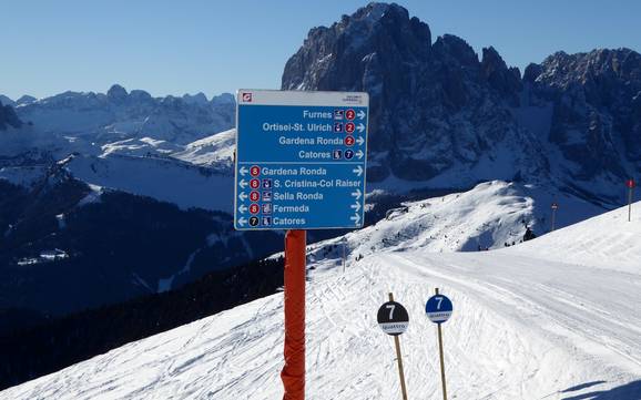 Gröden (Val Gardena): indications de directions sur les domaines skiables – Indications de directions Val Gardena (Gröden)