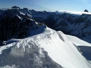 Le chemin sur l’arête vers la descente de la Vallée Blanche