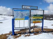 Plan des pistes et signalisation dans le domaine skiable de Falls Creek