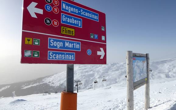 Flims Laax Falera: indications de directions sur les domaines skiables – Indications de directions Laax/Flims/Falera