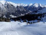 Vue sur le domaine skiable de Ladurns