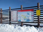Plan des pistes à la station supérieure avec informations sur l’état des pistes