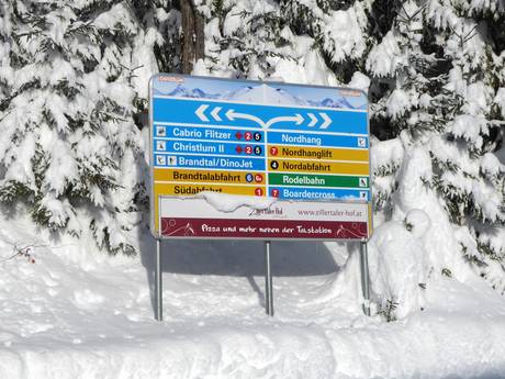 Massif du Karwendel: indications de directions sur les domaines skiables – Indications de directions Christlum – Achenkirch