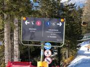 Signalisation des pistes dans le domaine skiable Meran 2000