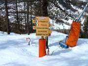Panneaux de signalisation dans le domaine skiable