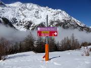 Signalisation des pistes dans le domaine skiable Hohsass