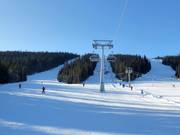 Vue sur les pistes difficiles du domaine skiable de Lindvallen