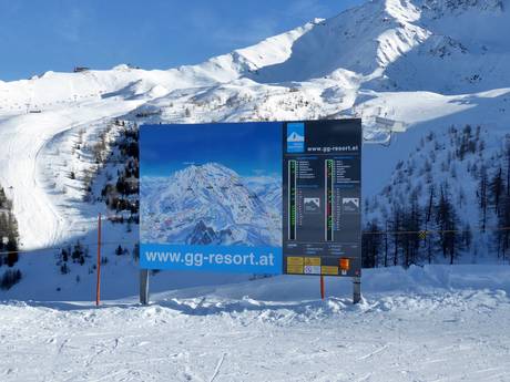 Massif du Granatspitze: indications de directions sur les domaines skiables – Indications de directions Großglockner Resort Kals-Matrei