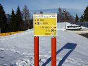 Panneau d'information dans le domaine skiable de Monte Bondone