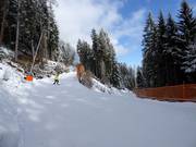 Descente facile vers la vallée avec virages en épingle
