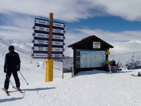 Valtellina: indications de directions sur les domaines skiables – Indications de directions Livigno