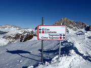 Signalisation des pistes dans le domaine skiable de San Martino di Castrozza