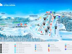 Plan des pistes Łysa Góra – Dziwiszów