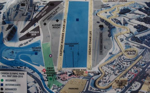 Région de Calgary: indications de directions sur les domaines skiables – Indications de directions Canada Olympic Park – Calgary
