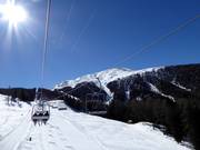 Avec le Moosalp-Express vers la partie supérieure du domaine skiable