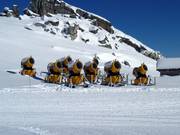 Les canons à neige attendent leur prochaine utilisation.