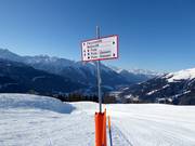 Signalisation des pistes dans le domaine skiable de Bellwald
