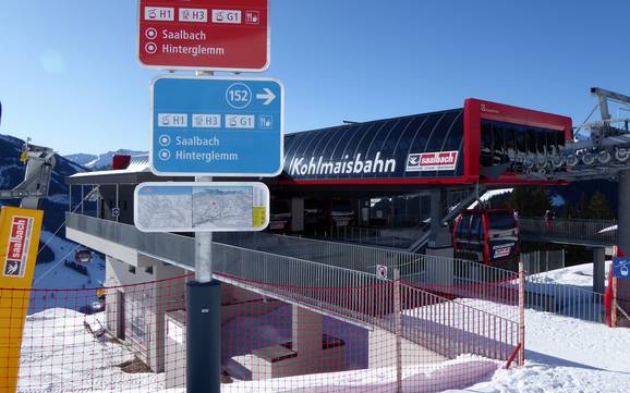 Saalfelden Leogang: indications de directions sur les domaines skiables – Indications de directions Saalbach Hinterglemm Leogang Fieberbrunn (Skicircus)