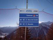 Signalisation des pistes dans le domaine skiable de Pejo