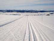 Piste de ski de fond avec vue sur la vaste campagne
