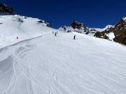 Très bonne préparation des pistes au glacier de Stubai