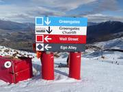 Signalisation des pistes dans le domaine skiable Coronet Peak