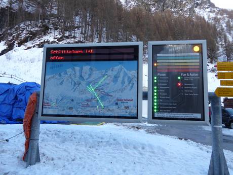 Alpes valaisannes: indications de directions sur les domaines skiables – Indications de directions Hohsaas – Saas-Grund