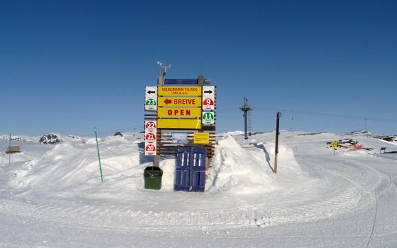 Sørlandet: indications de directions sur les domaines skiables – Indications de directions Hovden