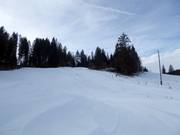 Vue sur le petit domaine skiable au téléski Barmseelift à Krün