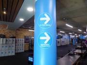 Signalisation dans la zone de vestiaires du hall de ski