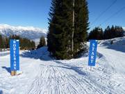 Départ de la piste de luge sur la Mutterer Alm