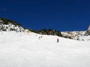 Piste noire de descente vers la vallée Seealpe