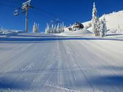 Piste parfaitement préparée à Sun Peaks