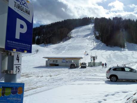 Kufsteinerland: Accès aux domaines skiables et parkings – Accès, parking Tirolina (Haltjochlift) – Hinterthiersee