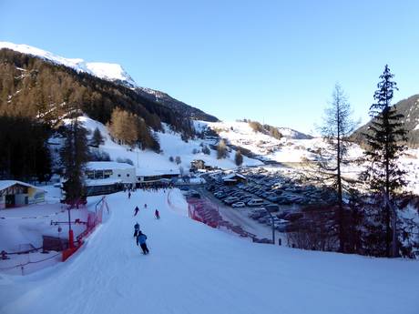 Val Venosta (Vinschgau): Accès aux domaines skiables et parkings – Accès, parking Belpiano (Schöneben)/Malga San Valentino (Haideralm)