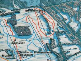Plan des pistes Adelharz- und Breitensteinlifte – Kranzegg (Rettenberg)