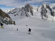 Départ de la descente du glacier aux Grands Montets
